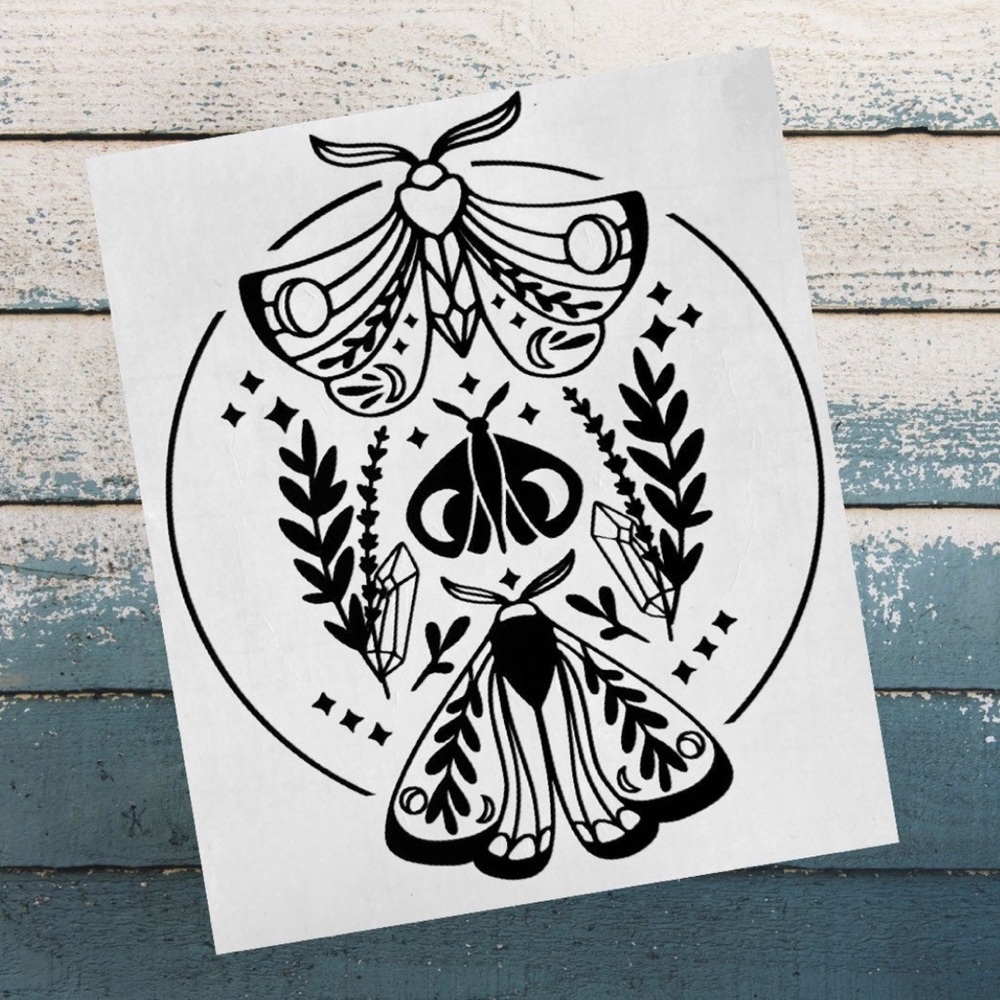 Gothic Moths and Florals Vinyl Decal